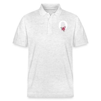 Lettre o floral - Polo PREPSTER bio Stanley/Stella Unisexe - blanc chiné - Devant - Roxy (174cm) & Andy (188cm)