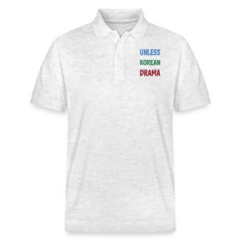 Drôle de dicton pour les fans de K-pop - Polo PREPSTER bio Stanley/Stella Unisexe - blanc chiné - Devant - Roxy (174cm) & Andy (188cm)