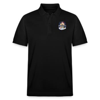 Awesome Raymond Name mit Weihnachtsmütze im Weihnachtsthema - Stanley/Stella Unisex Bio-Poloshirt PREPSTER - Schwarz - Vorne - Roxy (174cm) & Andy (188cm)