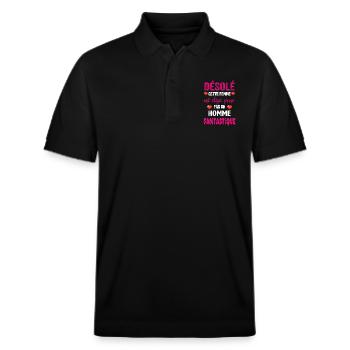 Tut mir leid, diese Frau ist schon von einem Mann genommen - Stanley/Stella Unisex Bio-Poloshirt PREPSTER - Schwarz - Vorne - Roxy (174cm) & Andy (188cm)
