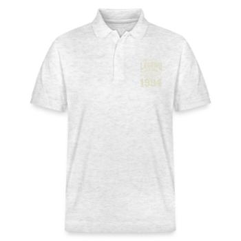 Biker legend since 1994 - Stanley/Stella Unisex Organic Polo Shirt PREPSTER - heather white - Front - Roxy (174cm) & Andy (188cm)