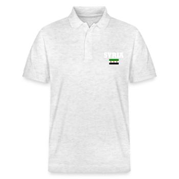 Drapeau de la Syrie - Polo PREPSTER bio Stanley/Stella Unisexe - blanc chiné - Devant - Roxy (174cm) & Andy (188cm)