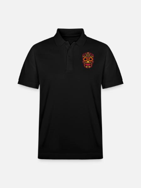 zuckerschädel Halloween - Stanley/Stella Unisex Bio-Poloshirt PREPSTER - Schwarz