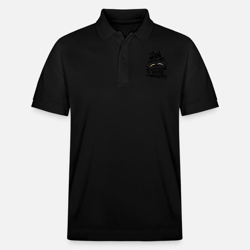 citation moustache man mustache unhappy - Polo PREPSTER bio Stanley/Stella Unisexe - noir