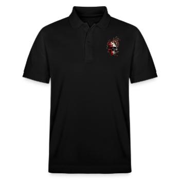 Splash mehrfarbiger Schädel. Pokerface - Stanley/Stella Unisex Bio-Poloshirt PREPSTER - Schwarz - Vorne - Roxy (174cm) & Andy (188cm)
