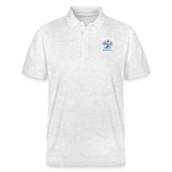 Willkommen im Dragon Club - Stanley/Stella Unisex Bio-Poloshirt PREPSTER - Weiß meliert - Vorne - Roxy (174cm) & Andy (188cm)