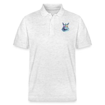 Rina das Nashorn - Stanley/Stella Unisex Bio-Poloshirt PREPSTER - Weiß meliert - Vorne - Roxy (174cm) & Andy (188cm)