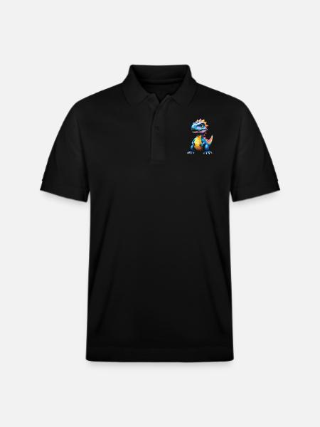 Dino, Dinosaur, Custom Text, Shape - Stanley/Stella Unisex Organic Polo Shirt PREPSTER - black