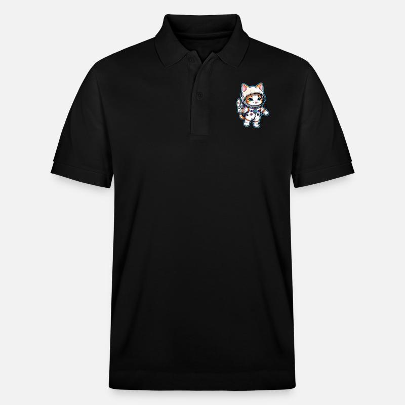 chat astronaute - espace - Polo PREPSTER bio Stanley/Stella Unisexe - noir