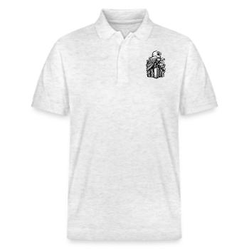 Eagle Outline Illustration - Stanley/Stella Unisex Organic Polo Shirt PREPSTER - heather white - Front - Roxy (174cm) & Andy (188cm)