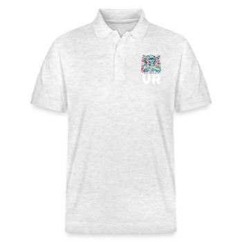 vr gamer vr gaming video game player nerd - Stanley/Stella Unisex Organic Polo Shirt PREPSTER - heather white - Front - Roxy (174cm) & Andy (188cm)
