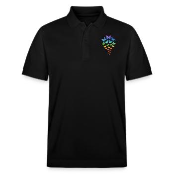 Schmetterlinge im Bauch - Stanley/Stella Unisex Bio-Poloshirt PREPSTER - Schwarz - Vorne - Roxy (174cm) & Andy (188cm)