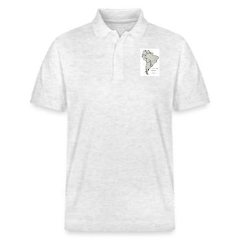 Slogan Je viens d’Amérique du Sud - Polo PREPSTER bio Stanley/Stella Unisexe - blanc chiné - Devant - Roxy (174cm) & Andy (188cm)