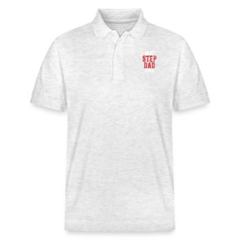 Best Step Dad Ever Stepfather - Stanley/Stella Unisex Organic Polo Shirt PREPSTER - heather white - Front - Roxy (174cm) & Andy (188cm)
