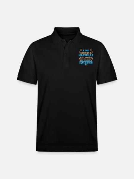je suis supporter de marseille plus fada fans OM - Polo PREPSTER bio Stanley/Stella Unisexe - noir