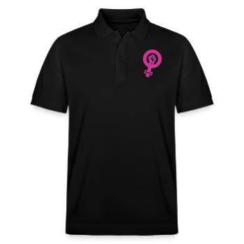 feministische Show - Stanley/Stella Unisex Bio-Poloshirt PREPSTER - Schwarz - Vorne - Roxy (174cm) & Andy (188cm)