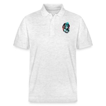 Indische Prinzessin - Aztek - Stanley/Stella Unisex Bio-Poloshirt PREPSTER - Weiß meliert - Vorne - Roxy (174cm) & Andy (188cm)
