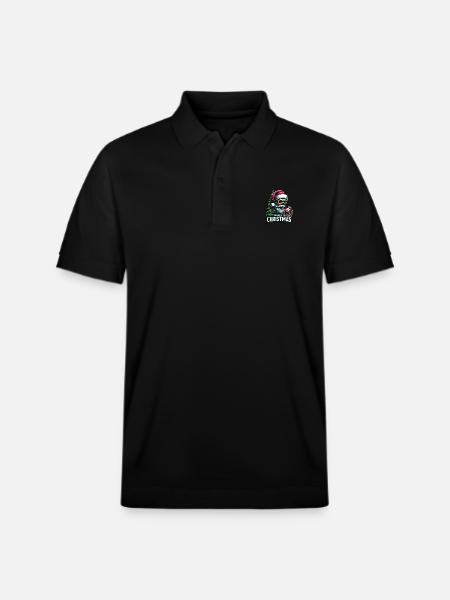 Weihnachtsmann Skull mit Christbaumkugel - Stanley/Stella Unisex Bio-Poloshirt PREPSTER - Schwarz