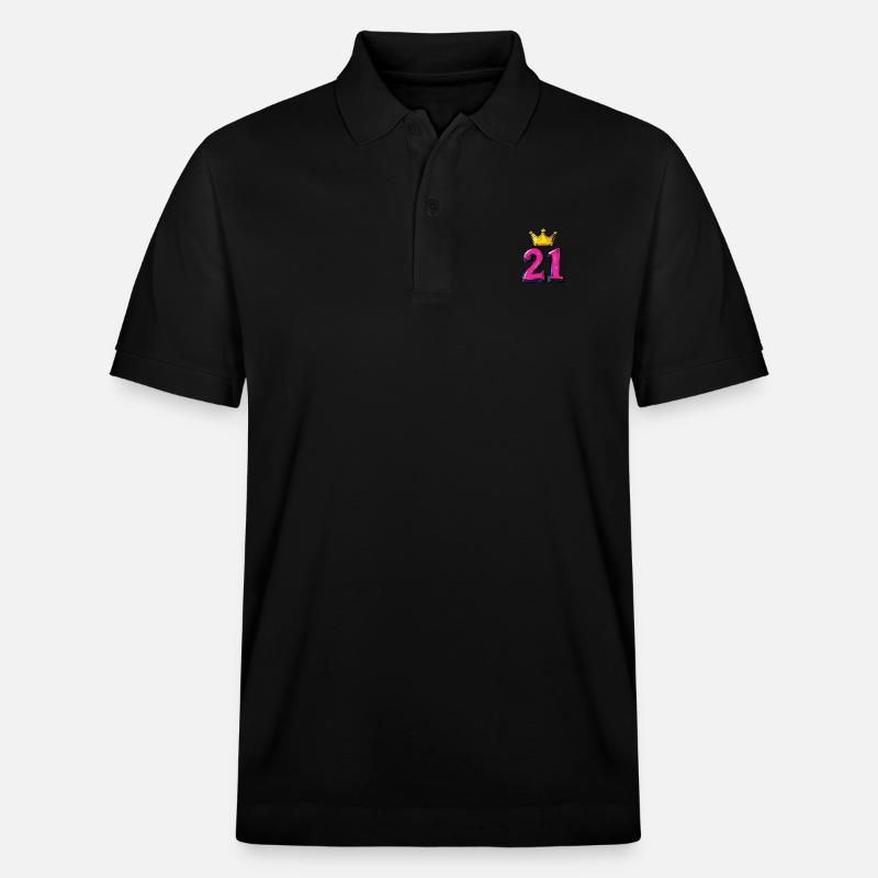 21 Numéro Jersey Couronne - Polo PREPSTER bio Stanley/Stella Unisexe - noir