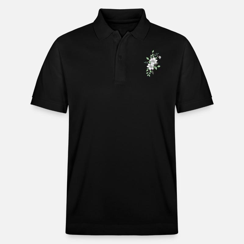 Fleur blanche et grise - Polo PREPSTER bio Stanley/Stella Unisexe - noir