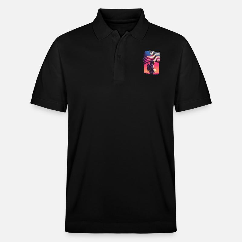 American synthwave Astronaut - Stanley/Stella Unisex Bio-Poloshirt PREPSTER - Schwarz