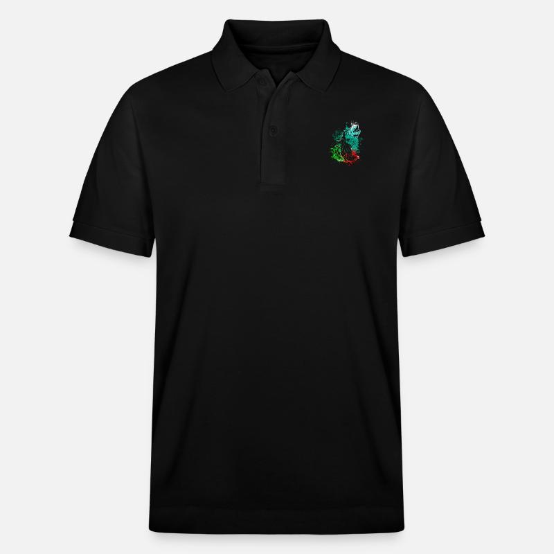 Splash Art Heulender Wolf - Stanley/Stella Unisex Bio-Poloshirt PREPSTER - Schwarz