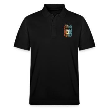 Level 44 Life is like Hardcore Gaming - Stanley/Stella Unisex Bio-Poloshirt PREPSTER - Schwarz - Vorne - Roxy (174cm) & Andy (188cm)