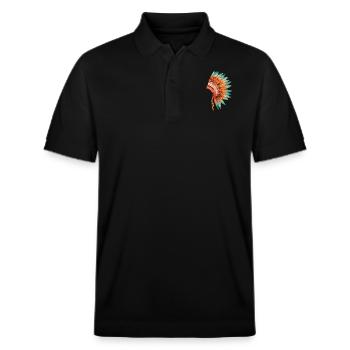 Indian headdress feather jewelry - Stanley/Stella Unisex Organic Polo Shirt PREPSTER - black - Front - Roxy (174cm) & Andy (188cm)