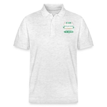 Je Suis Stéphanois Saint-étienne Fans Humour Foot - Polo PREPSTER bio Stanley/Stella Unisexe - blanc chiné - Devant - Roxy (174cm) & Andy (188cm)
