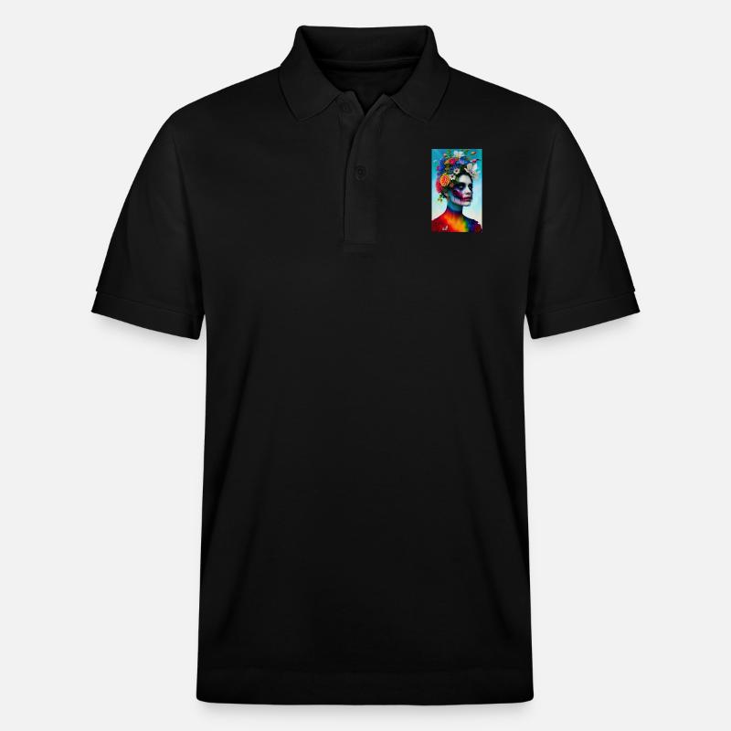 ARTWORK Flower Head Rainbow - Stanley/Stella Unisex Bio-Poloshirt PREPSTER - Schwarz