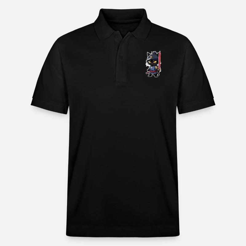 Ninja Katze - Samurai Kätzchen - Stanley/Stella Unisex Bio-Poloshirt PREPSTER - Schwarz