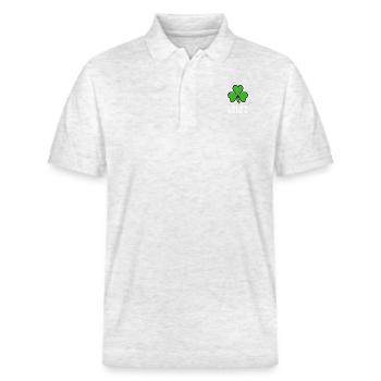 Lucky Gamer, Clover leaf, 8bit pixel art, arcade - Stanley/Stella Unisex Organic Polo Shirt PREPSTER - heather white - Front - Roxy (174cm) & Andy (188cm)