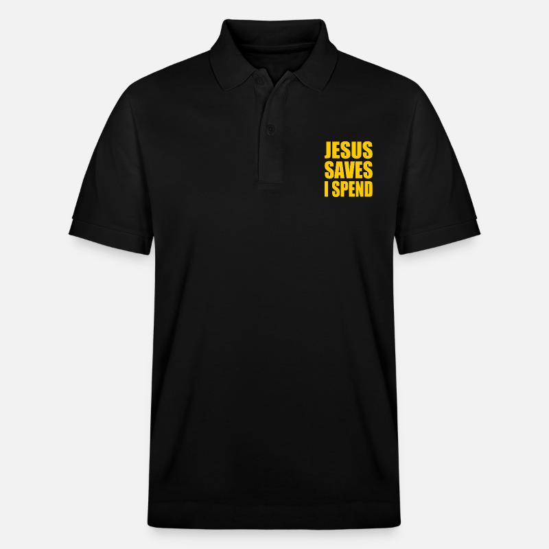 jesus saves i spend - Polo PREPSTER bio Stanley/Stella Unisexe - noir