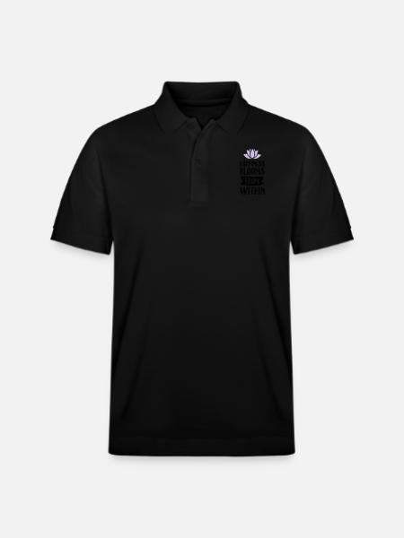 Happiness Blooms From Within - Stanley/Stella Unisex Organic Polo Shirt PREPSTER - black