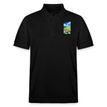 Landschaft mit 4 Bereichen, Generative KI - Stanley/Stella Unisex Bio-Poloshirt PREPSTER - Schwarz - Vorne - Roxy (174cm) & Andy (188cm)