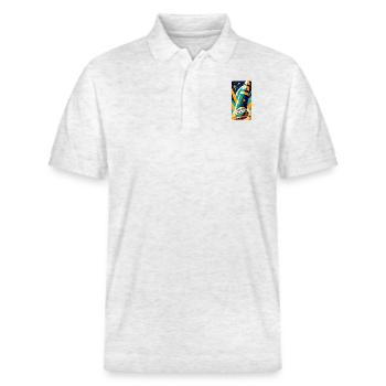 Space Shuttle - Stanley/Stella Unisex Bio-Poloshirt PREPSTER - Weiß meliert - Vorne - Roxy (174cm) & Andy (188cm)
