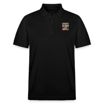 Oktober 1984 Vintage - Geburtstagsgeschenk 1984 - Stanley/Stella Unisex Bio-Poloshirt PREPSTER - Schwarz - Vorne - Roxy (174cm) & Andy (188cm)