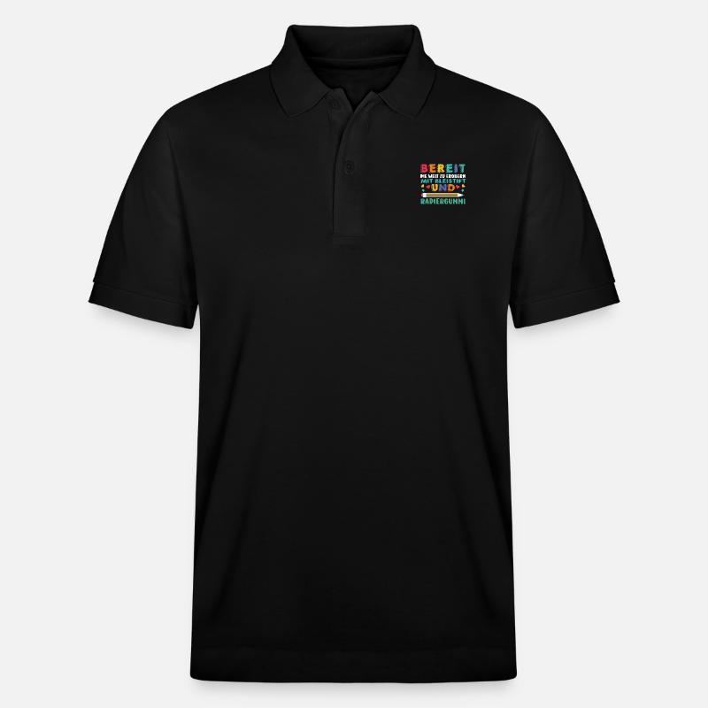 Erste Klasse Grundschule Schulbeginn Geschenk - Stanley/Stella Unisex Bio-Poloshirt PREPSTER - Schwarz