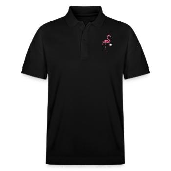 Flamingo Vogel Kaffeeliebhaber - Stanley/Stella Unisex Bio-Poloshirt PREPSTER - Schwarz - Vorne - Roxy (174cm) & Andy (188cm)