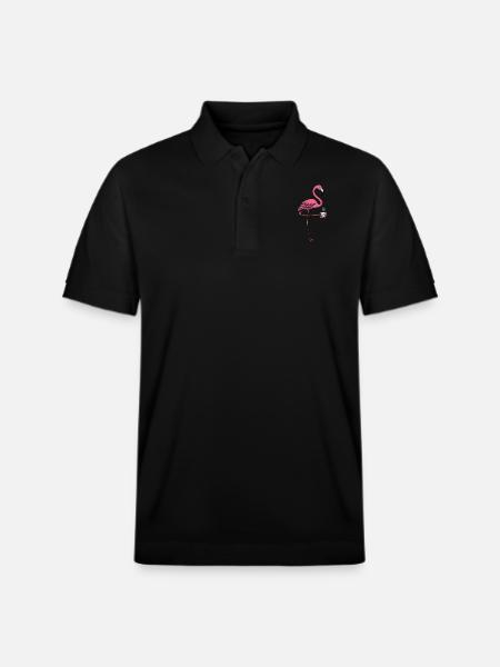 Flamingo Bird Coffee Lover - Stanley/Stella Unisex Organic Polo Shirt PREPSTER - black
