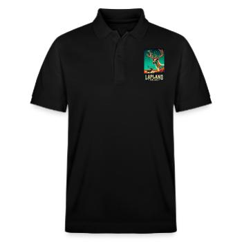 Rentiere und Nordlichter in Lappland, Finnland - Stanley/Stella Unisex Bio-Poloshirt PREPSTER - Schwarz - Vorne - Roxy (174cm) & Andy (188cm)