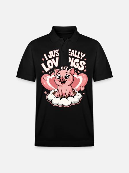 Pig Animal - Stanley/Stella Unisex Organic Polo Shirt PREPSTER - black