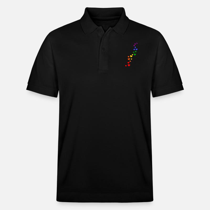 Regenbogen Herzen pride - Stanley/Stella Unisex Bio-Poloshirt PREPSTER - Schwarz