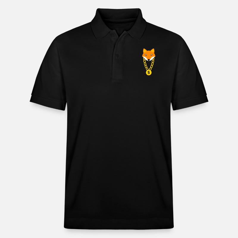 Fuchs mit Goldkette - Stanley/Stella Unisex Bio-Poloshirt PREPSTER - Schwarz
