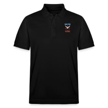 Drum & Bass ist meine Leidenschaft - Stanley/Stella Unisex Bio-Poloshirt PREPSTER - Schwarz - Vorne - Roxy (174cm) & Andy (188cm)