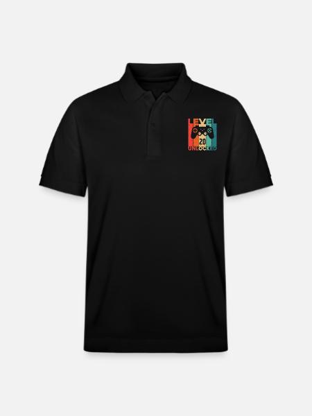 Level 20 Unlocked - Stanley/Stella Unisex Organic Polo Shirt PREPSTER - black
