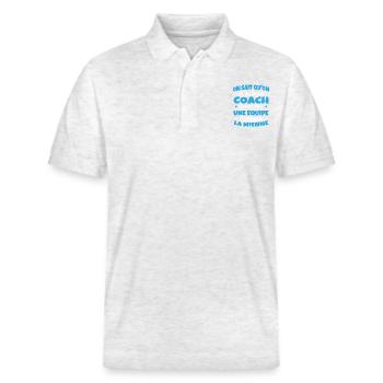 Un Super Coach Cadeau Entraineur Humour - Polo PREPSTER bio Stanley/Stella Unisexe - blanc chiné - Devant - Roxy (174cm) & Andy (188cm)