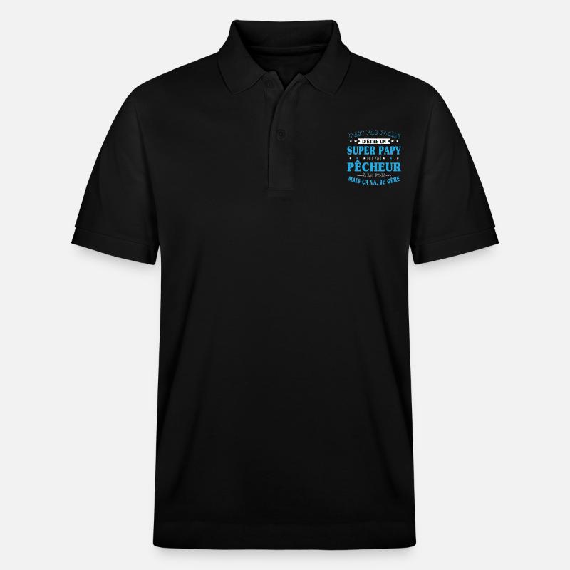 Super-Opa und Fischer-Geschenk - Stanley/Stella Unisex Bio-Poloshirt PREPSTER - Schwarz