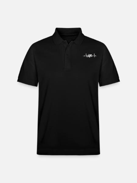 Heartbeat Tractor Farm Agriculture - Stanley/Stella Unisex Organic Polo Shirt PREPSTER - black