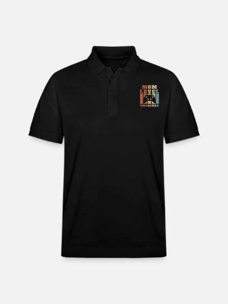 Mom Level Unlocked Player Gift - Stanley/Stella Unisex Organic Polo Shirt PREPSTER - black